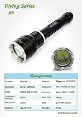 Cree XM-L U2 Diving Flashlight 200Meters underwater diving flashlight torch 