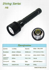 CREE XM-L T6 1200lm 200Meters Led Diving Flashlight