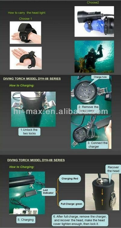 Hi-Max Scuba Diving Equipment 65W HID Xenon Lamp Diving Torch Flashlight 5