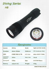 Mi-light cree xm-l u2 led 1200lumen Diving Flashlight 