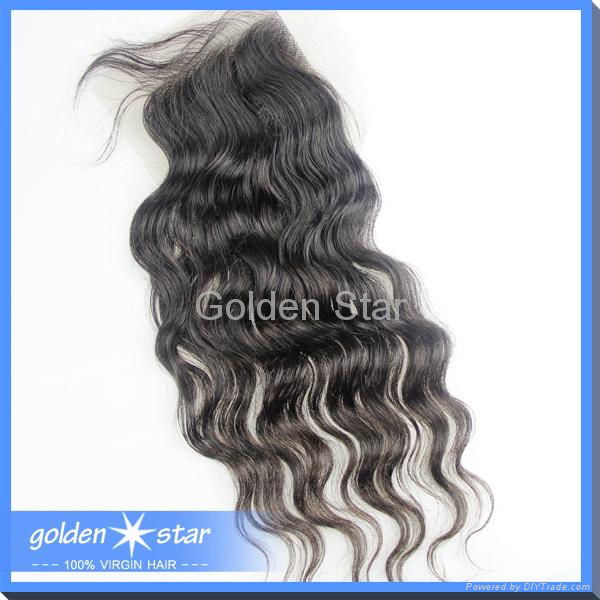 4"*4" Lace top Closure virgin hair Straight free shipping 2