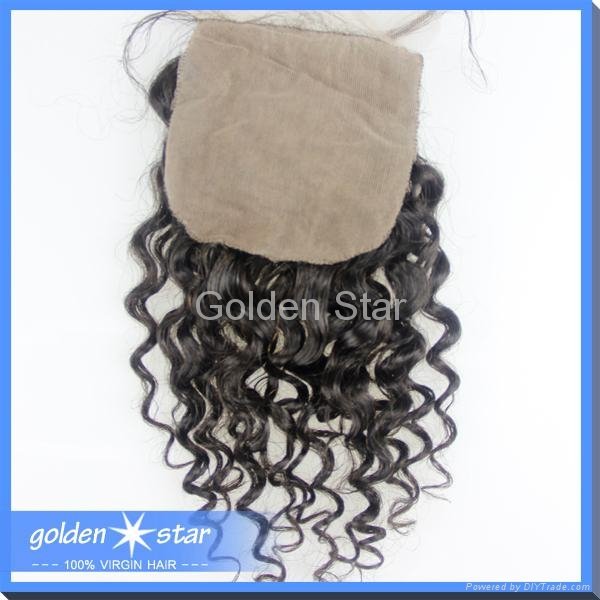 4*4 Silk base top Closure brazil virgin hair body  shipping free 2