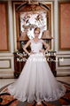 Modest popular design with cap sleeves open back lace up whosale wedding dress 2