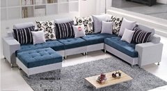 L.A039 "U" shaped European Style Solid Wood Sofa Chinese Modern Living Room Fabr