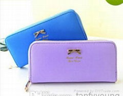 Wholesale - 2014 cheap price Single zipper hardware small butterfly knot Wallet 