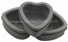 Heart shape tin box with PVC clear