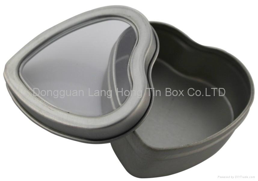 Heart shape tin box with PVC clear window  2