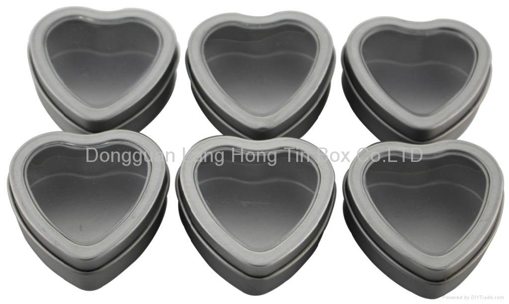 Heart shape tin box with PVC clear window  3