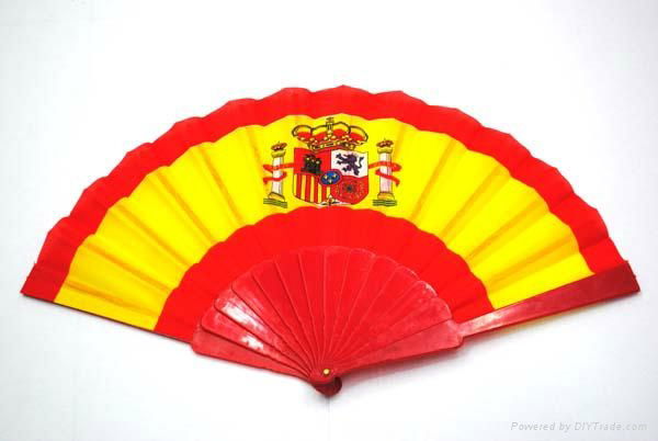 2014 Hot Selling Promotion Plastic Fabric Hand Fan 5