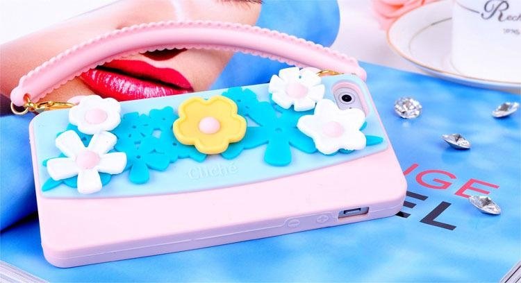 shockproof silicon lady Purse Handbag phone case for Iphone 4