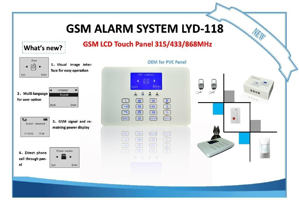 Touch Keypad GSM Alarm System LYD-118 Multi-Language Option 2