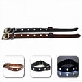 New Genuine Leather Jewel flashing LED dog collar  2