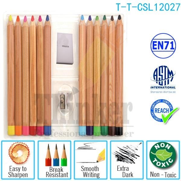 High Quality Nature Wood Color Drawing Pencil Big Pencils Set for Kids