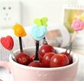 Cute shapes fruit fork stainless steel stick 2