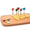 Cute shapes fruit fork stainless steel stick 4