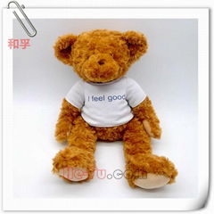 Plush Teddy Bear Toy Stuffed Bear Animal With White Print Logo T-shirt