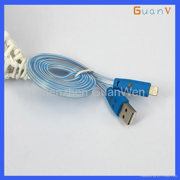 Smile Face Lightening USB LED Cable for iPhone5 2