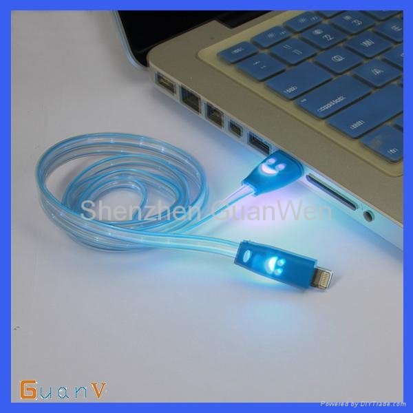 Smile Face Lightening USB LED Cable for iPhone5 3
