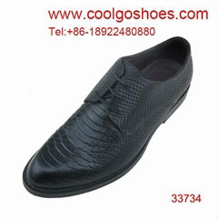 2014 popular snake calfskin material formal men leather shoes