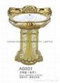 FST-A0301 gold plating  china ceramic pedestal wash basin sanitary wares