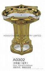 FST-A0302 gold plating  china ceramic pedestal wash basin sanitary wares 