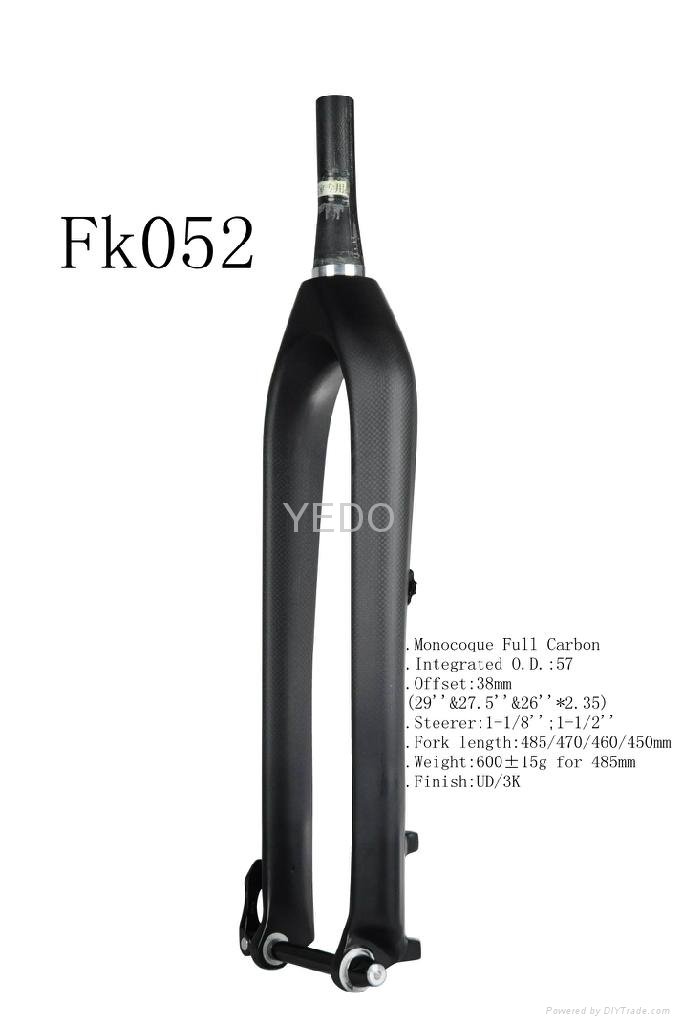 YD-FK052 full carbon fiber monocoque road bike fork bicycle part rigid bike fork