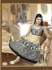 Matwali - Cream and Black color Semi-stitched Salwar Kameez