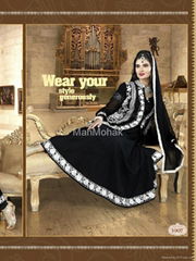 Matwali - Dark Black Color Semi-stitchd Salwar Kameez