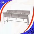 Stainless Steel Sink table designs With 3 bowls 1