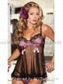 PINK SATIN WITH NET OVERLAY LACE BABYDOLL 1