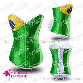 2014 Hot Selling Brazil Flag Print Sexy Corset