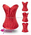 Wholesale Hot Red Brocade Sexy Corset 1