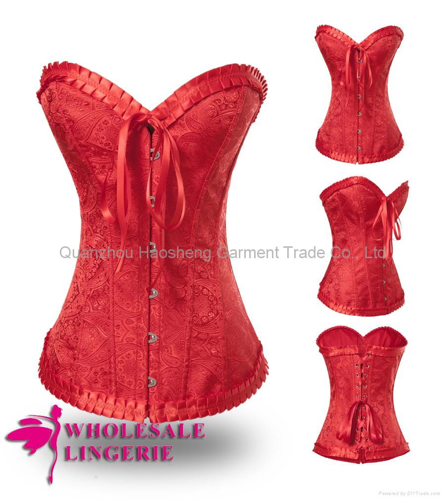 Wholesale Hot Red Brocade Sexy Corset