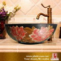 coutertop flower art ceramic artist basins  