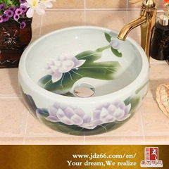 Jingdezhen high quality color glazed luxury bathroom cabinet ceramic basin