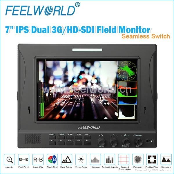 Hottest sale 7"Dual 3G-SDI Camera-Top Field Monitor 2