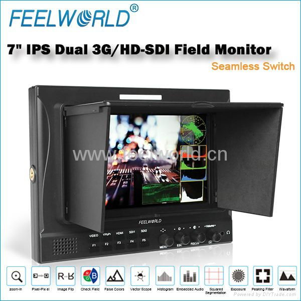 Hottest sale 7"Dual 3G-SDI Camera-Top Field Monitor 3