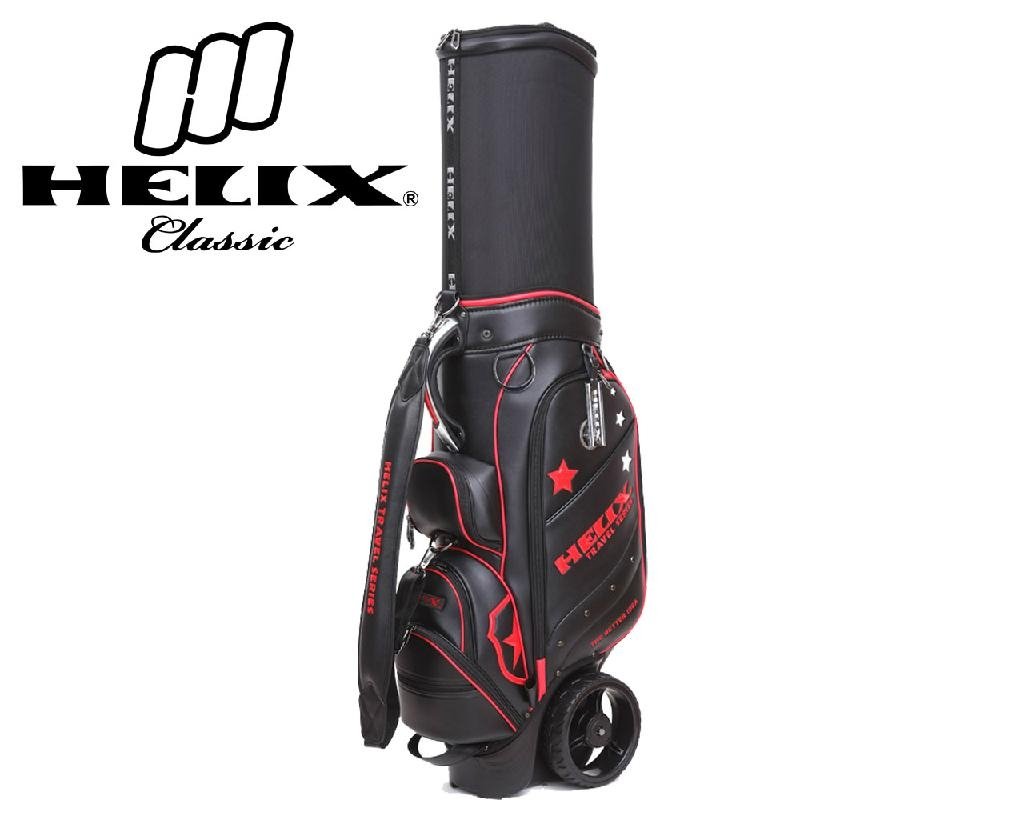 Helix Leather Type Bigger Wheels Golf Stand Bag