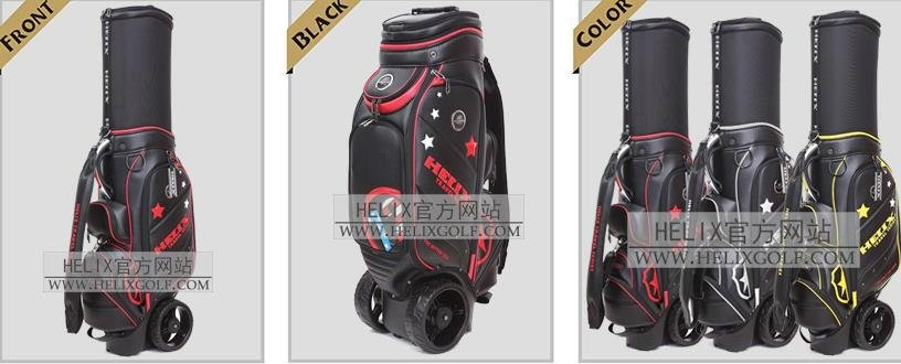 Helix Leather Type Bigger Wheels Golf Stand Bag 2