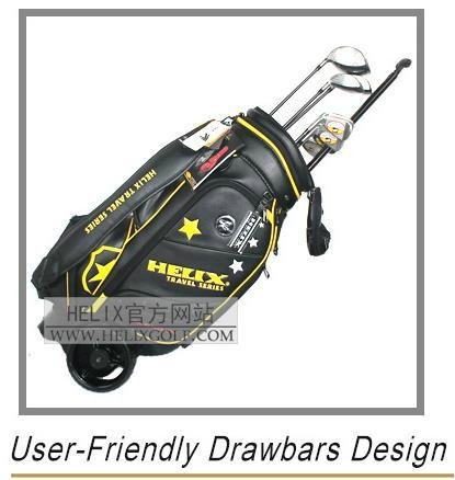 Helix Leather Type Bigger Wheels Golf Stand Bag 5