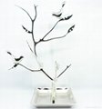 Shiny silver finish tree and Bird Jewelry stand