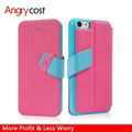 New arrival bright color branch line folio leather case with stand for iphone 5c