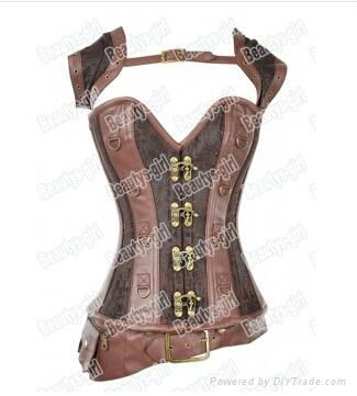 Brown Steampunk Overbust Corset with Jacket B1487