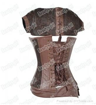 Brown Steampunk Overbust Corset with Jacket B1487 2