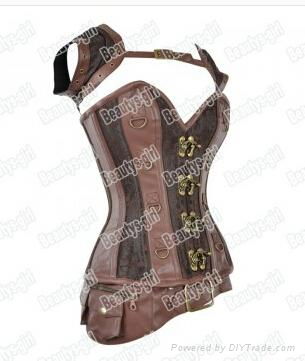 Brown Steampunk Overbust Corset with Jacket B1487 3