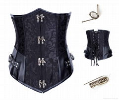 Julia Black Brocade Steampunk Underbust 