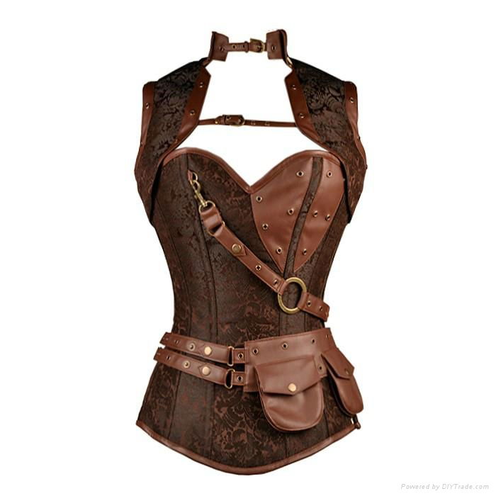 Julia Black Brocade Steampunk Underbust 