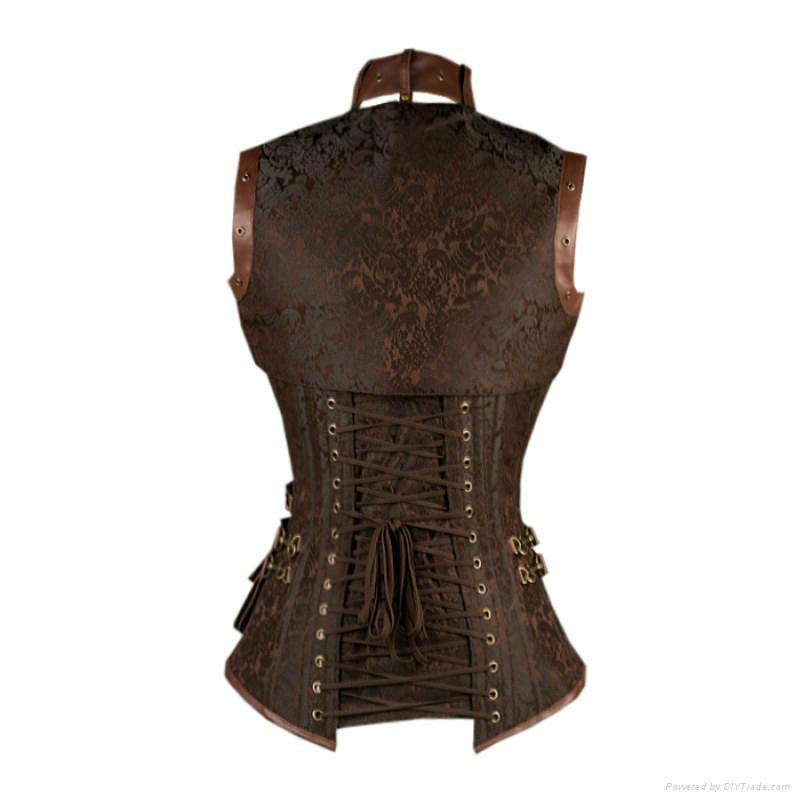 Julia Black Brocade Steampunk Underbust  3