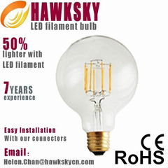 German IS machine test 99.999% gold line CE ROHS led filament bulbs factory 