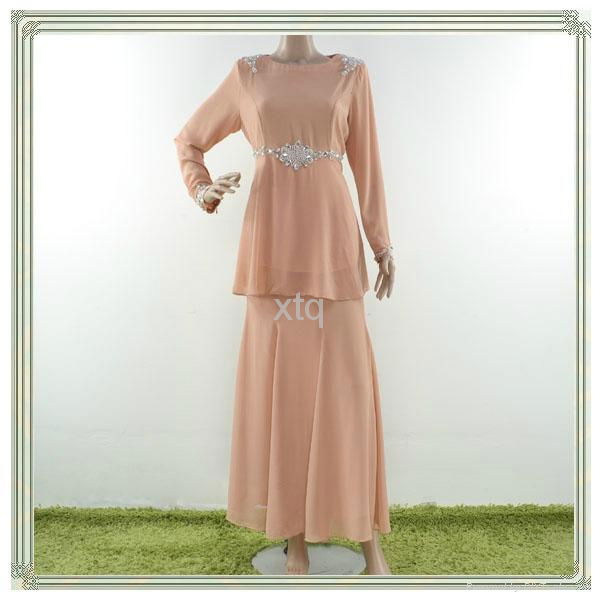 High quality beaded chiffon plus size muslim women clothing 2